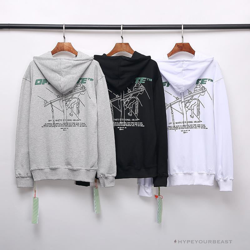 OFF-WHITE Hand-Painted Utility Pole Worker Hoodie 'GREY'