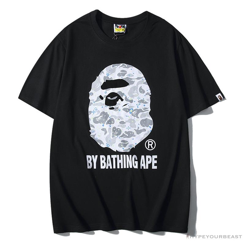 BAPE Starry Sky Camouflage Luminous Great Ape Man Head Tee Shirt 'BLACK'