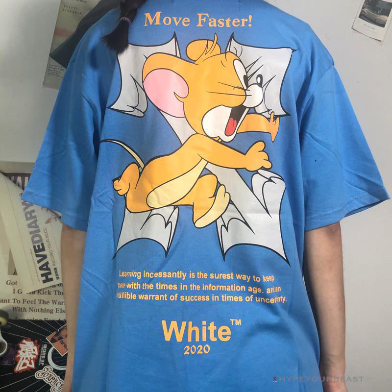 OFF-WHITE Jerry Move Faster Tee Shirt 'BLUE'