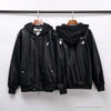 OFF-WHITE 20FW New Logo Hooded Leather Jacket Black