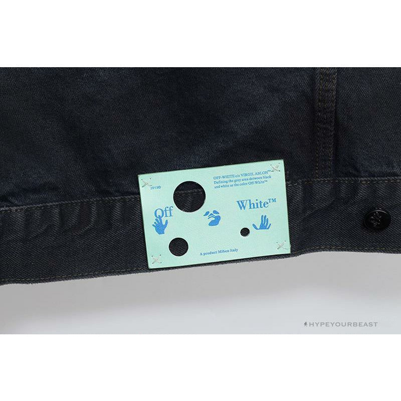 OFF-WHITE Autumn and Winter New ️Back Blue Arrow Wash Denim Jacket