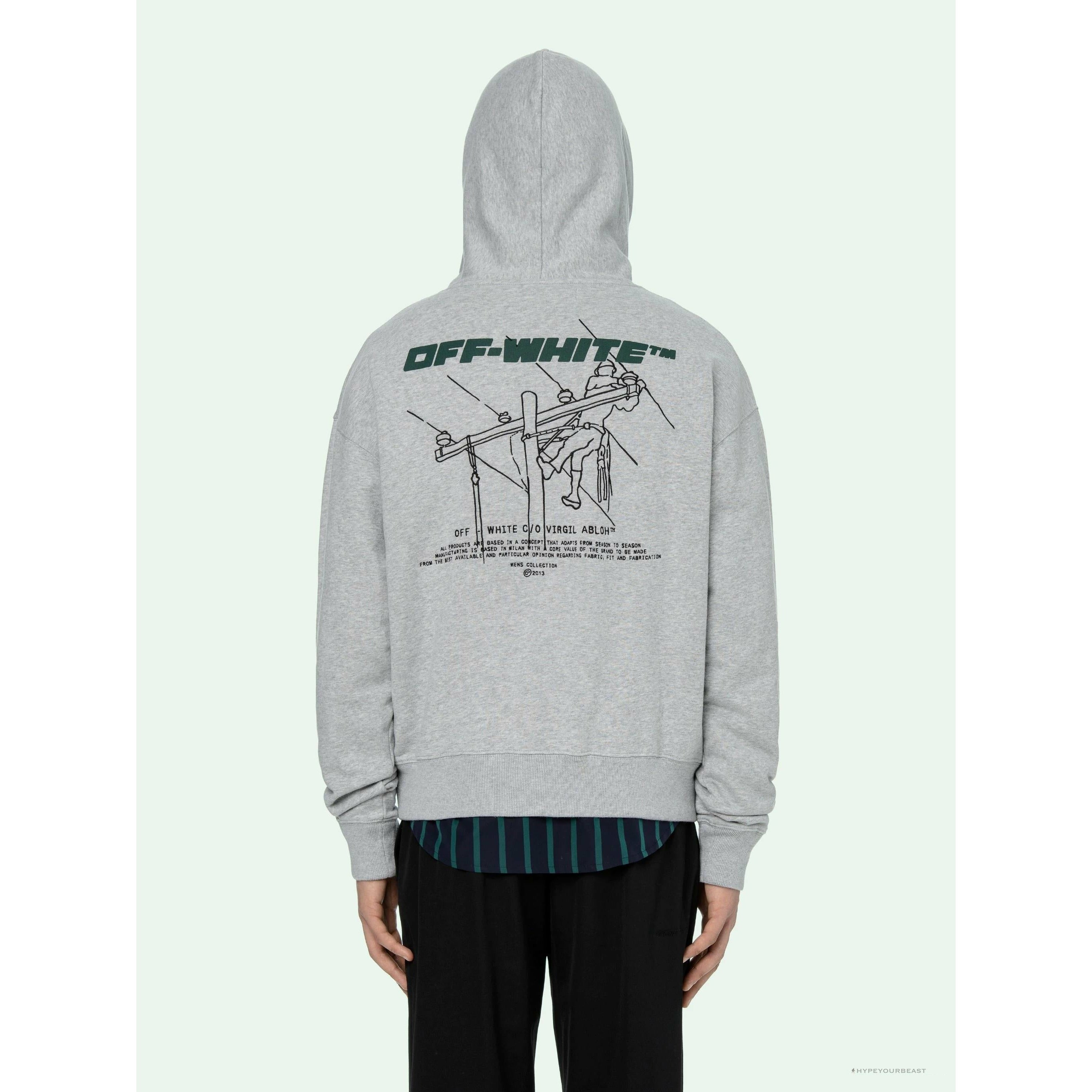 OFF-WHITE Hand-Painted Utility Pole Worker Hoodie 'GREY'