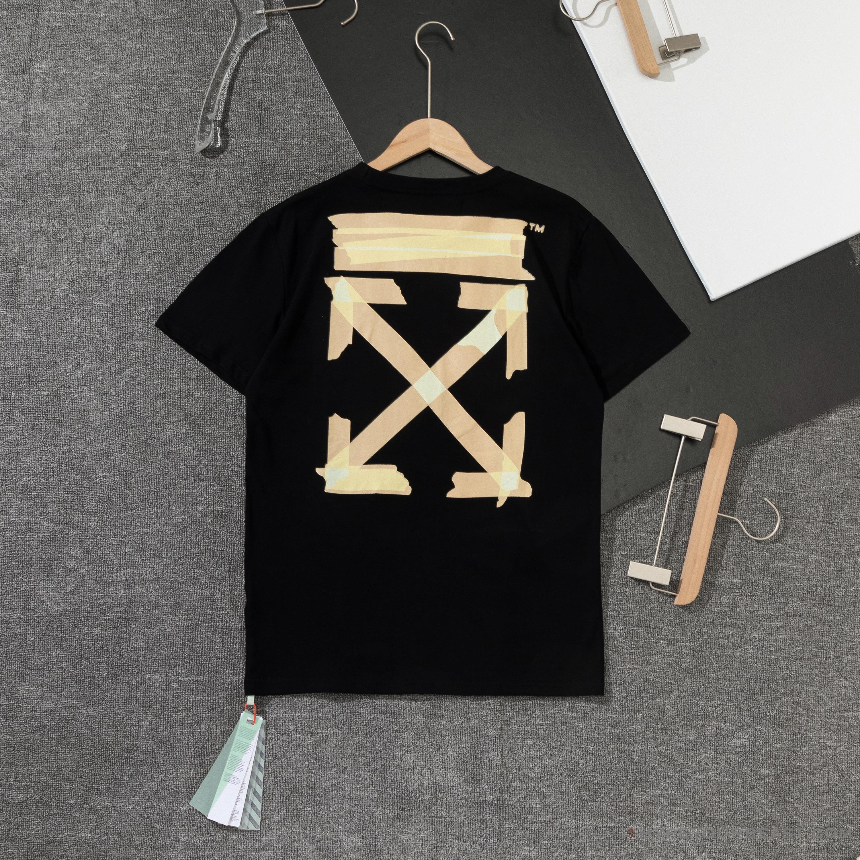 OFF-WHITE Classic Cross Yellow Arrow Tape Tee Shirt 'BLACK'