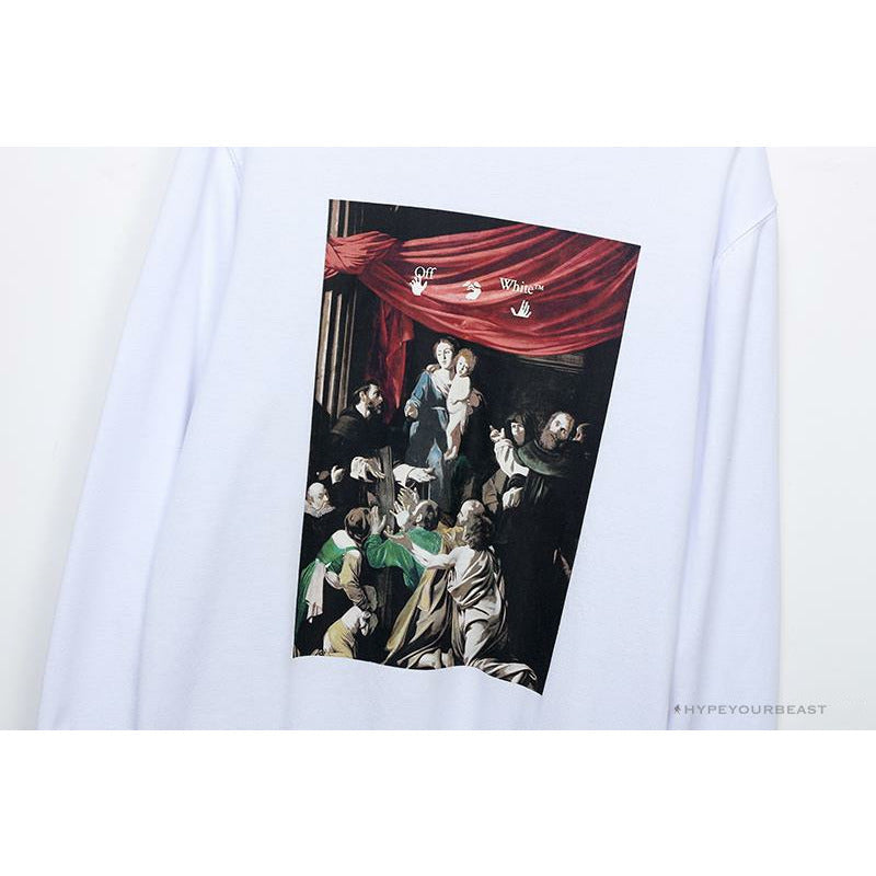 OFF-WHITE New Madonna Painting Cotton Terry Long Sleeve Shirt 'WHITE'