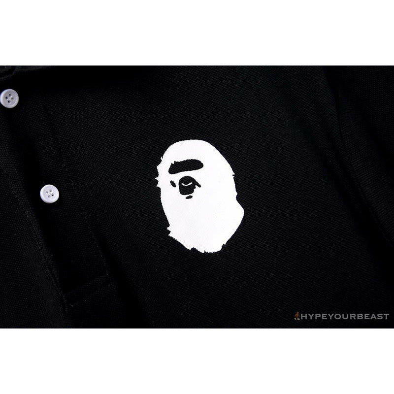 BAPE Classic Ape Head Print Versatile Polo Shirt 'BLACK'