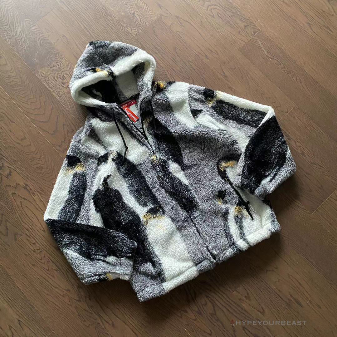 Supreme Penguins Hooded Fleece Jacket Black