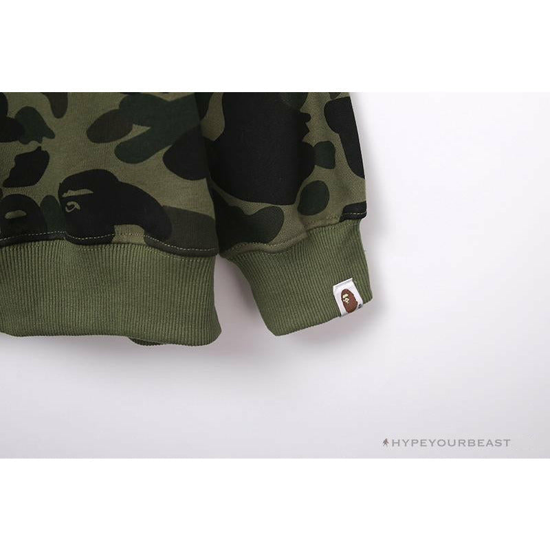 BAPE Classic Ape Head Embroidered Camouflage Long Sleeve Shirt 'GREEN'