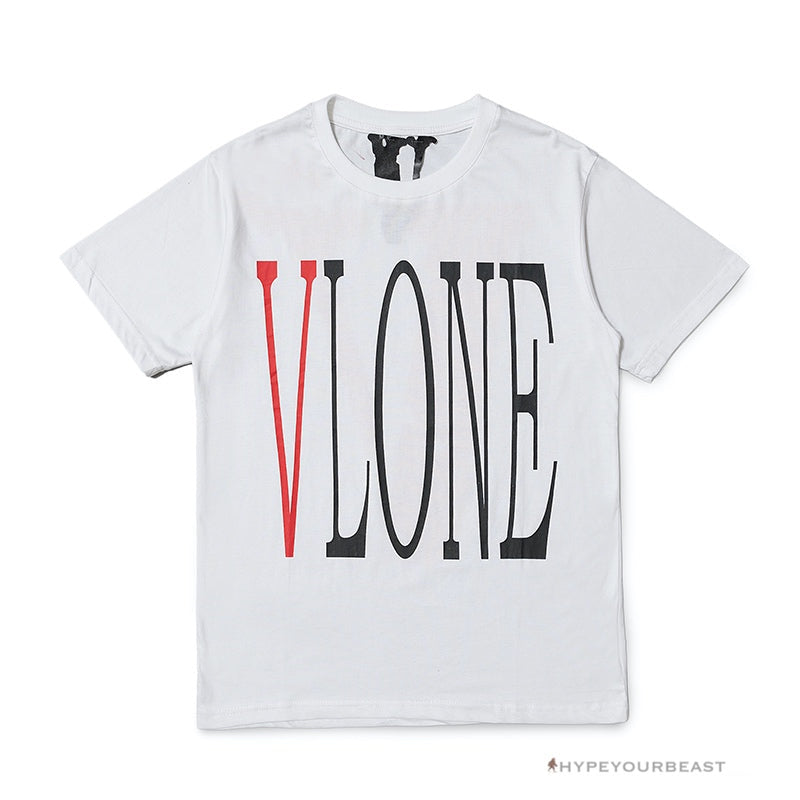 Vlone White And Red Tee Shirt