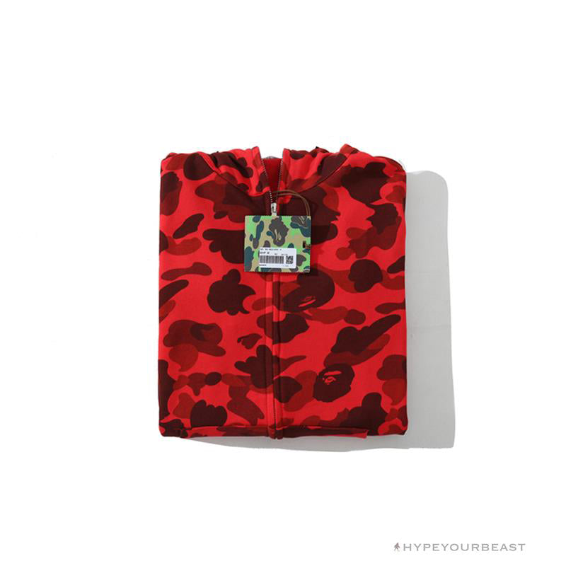 BAPE Camo Hoodie Shark Head 'RED'