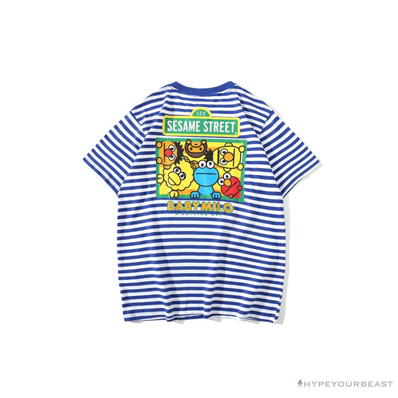 BAPE Baby Milo Sesame Street Striped Tee Shirt 'BLUE'