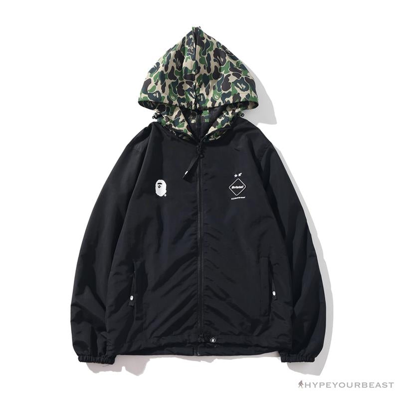 BAPE x FCRB Joint Double Zip Camouflage Hoodie 'BLACK'