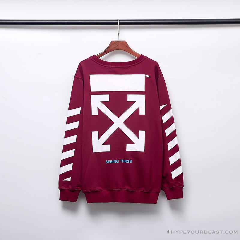 OFF-WHITE Classic Basic Cotton Terry Long Sleeve Shirt 'WINE RED'