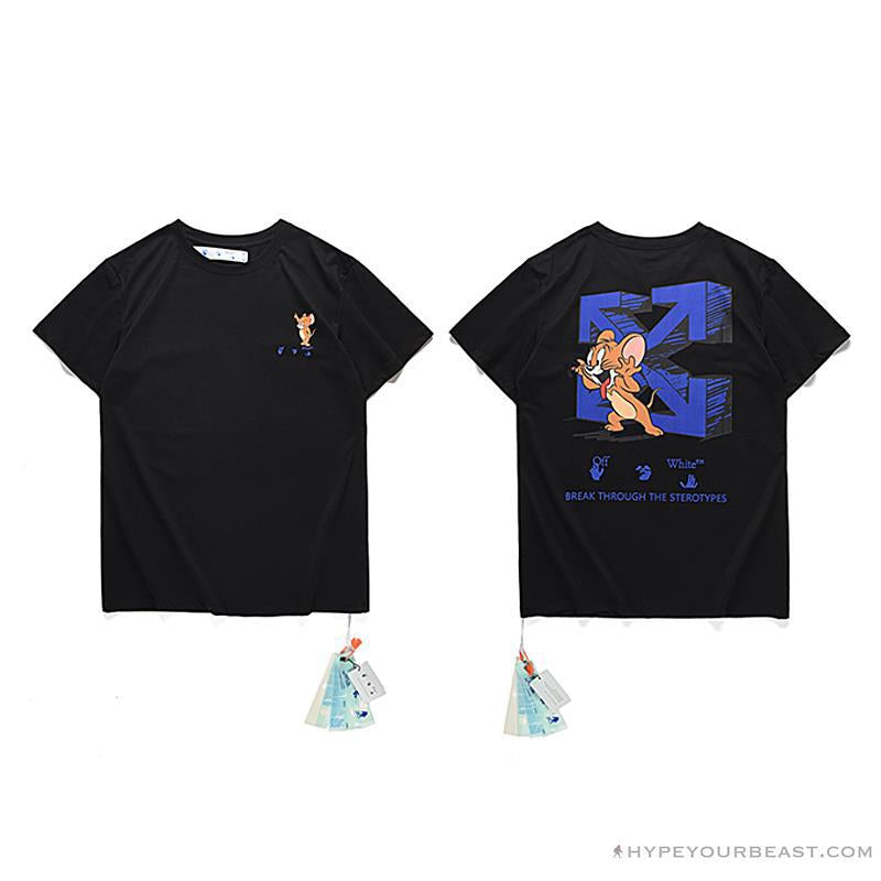 OFF-WHITE Classic Animated Tom and Jerry Arrow Tee Shirt 'BLACK'
