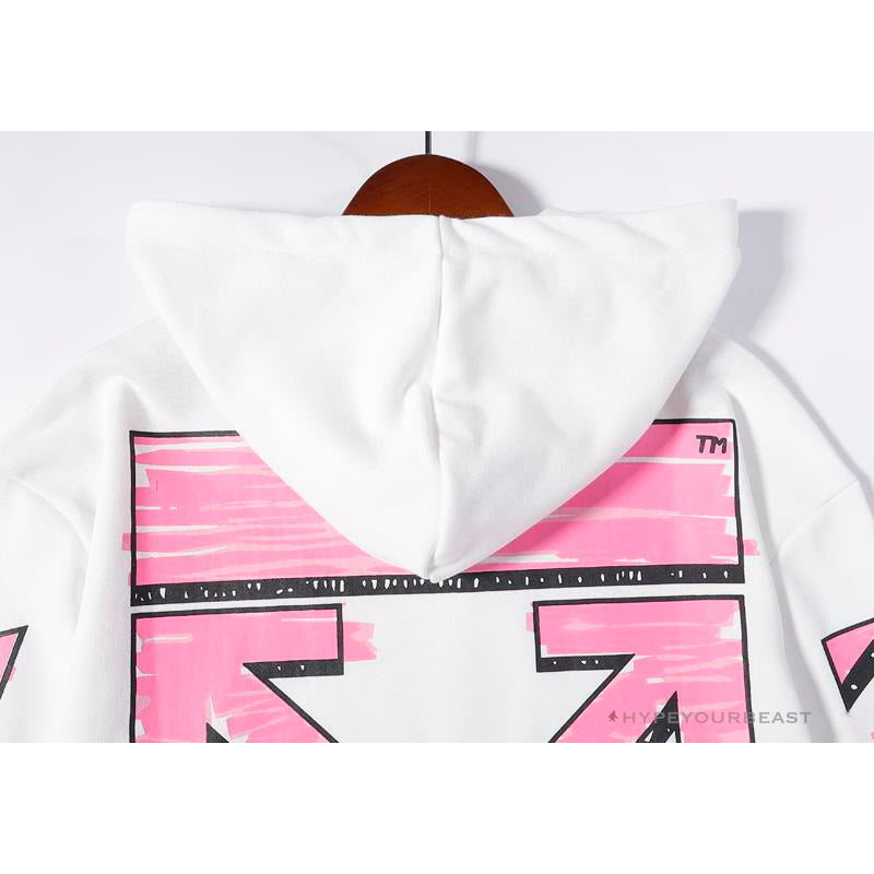 OFF-WHITE Pink Orange Arrow Hoodie 'WHITE'