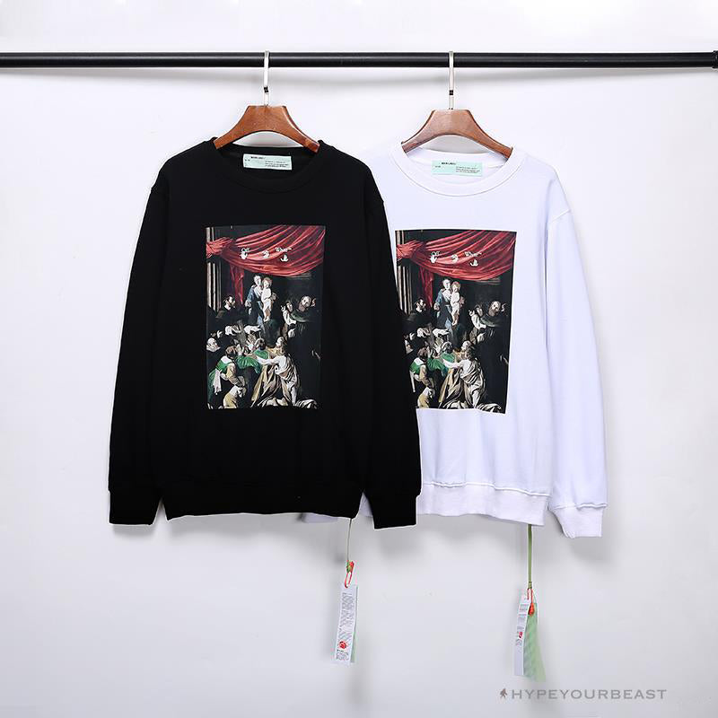 OFF-WHITE New Madonna Painting Cotton Terry Long Sleeve Shirt 'WHITE'