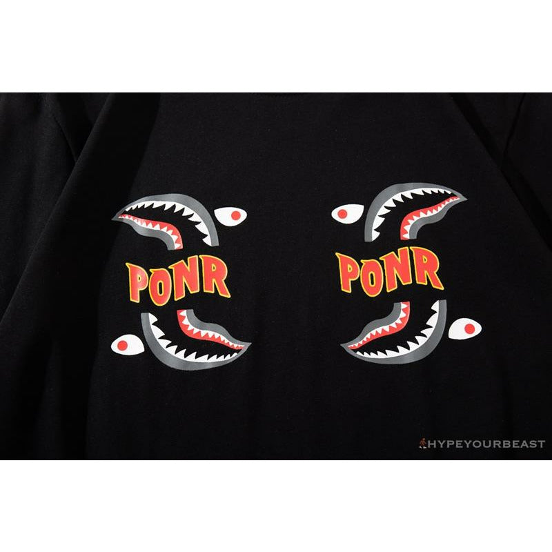 BAPE Shark Head PONR Tee Shirt 'BLACK'