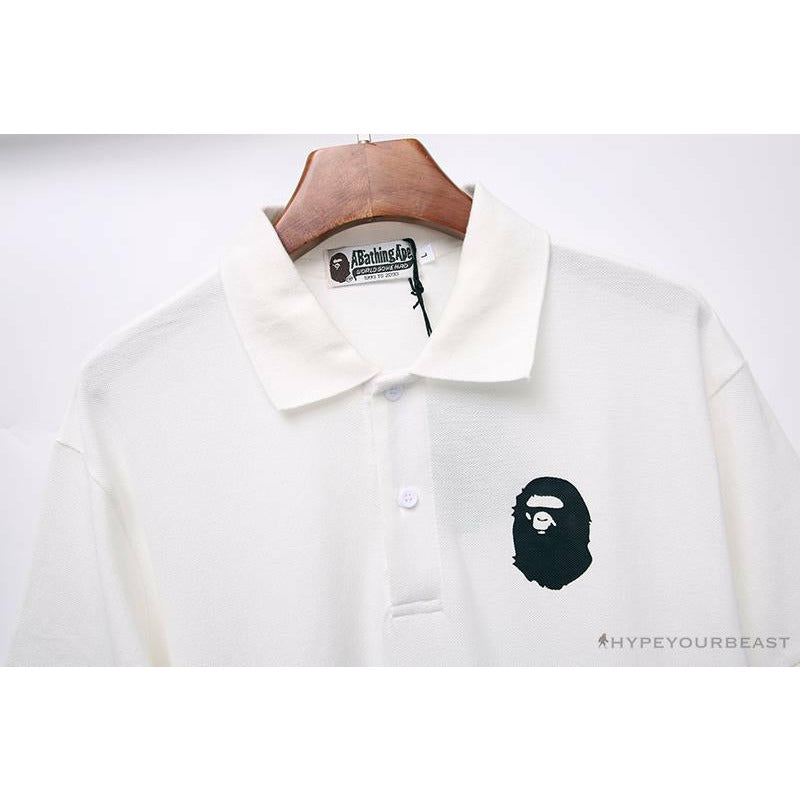 BAPE Classic Ape Head Print Versatile Polo Shirt 'WHITE'