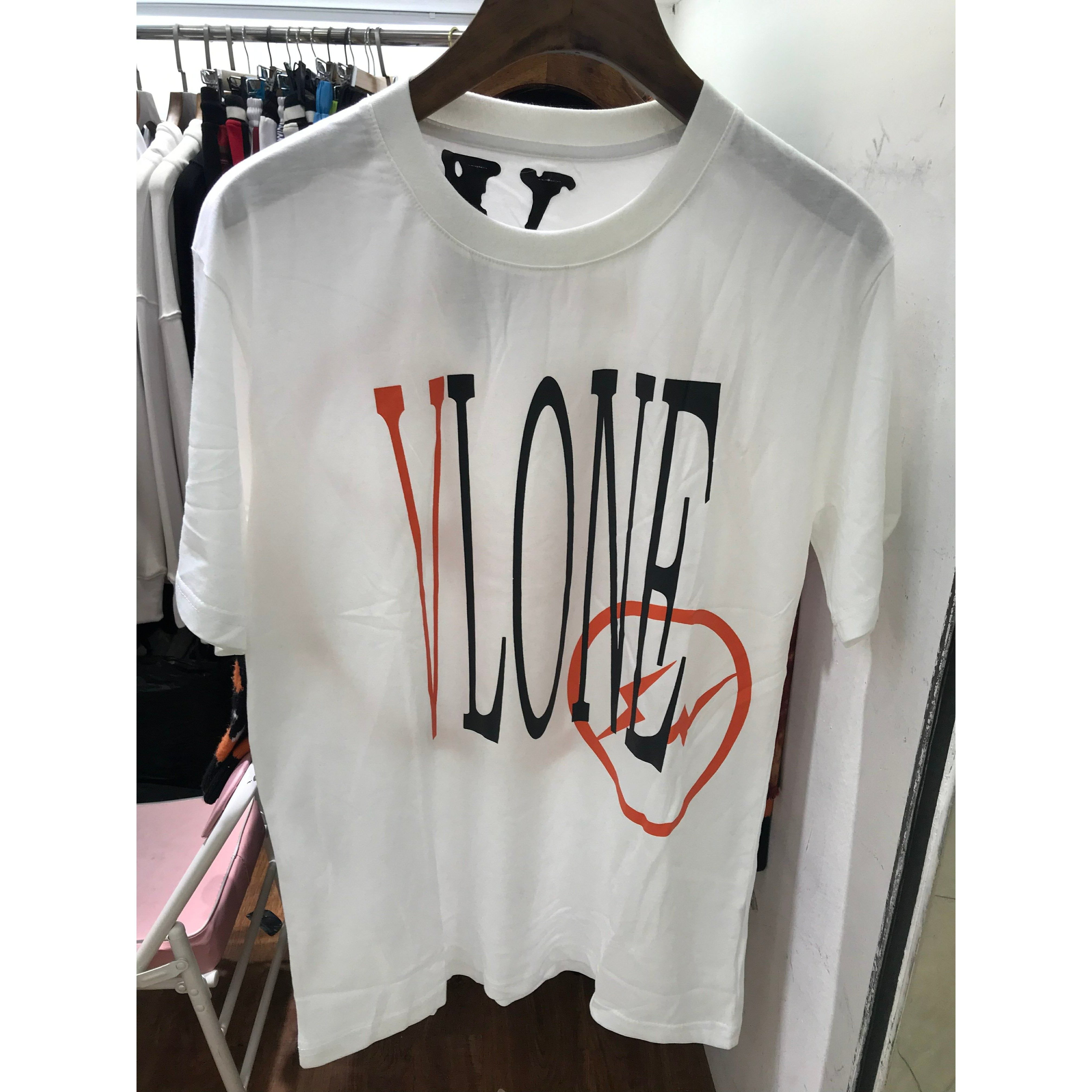 Vlone Orange and White Tee Shirt