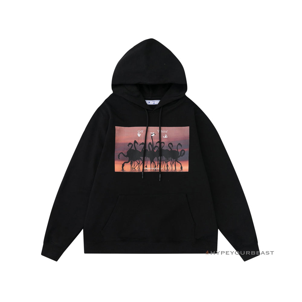 Off White Hoodie Flamingo - Black