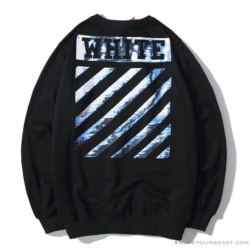 OFF-WHITE Classic Wave Oil Painting Cotton Terry Long Sleeve Shirt 'BLACK'