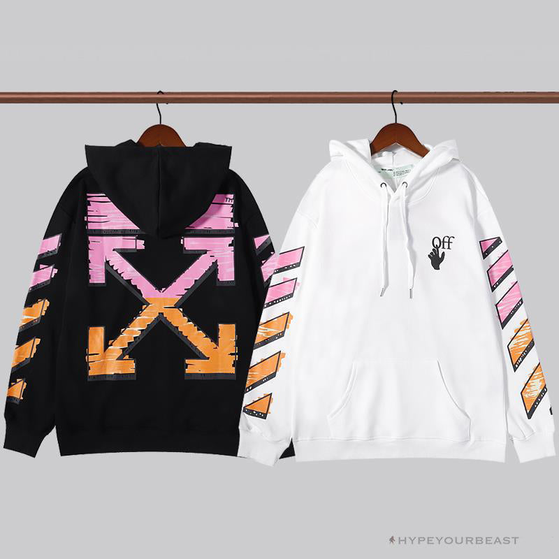 OFF-WHITE Pink Orange Arrow Hoodie 'WHITE'