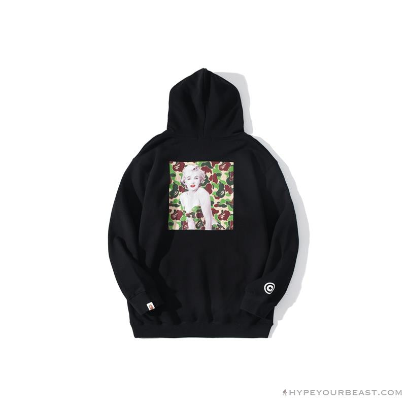 BAPE Marilyn Monroe Camouflage Background Hoodie 'BLACK'