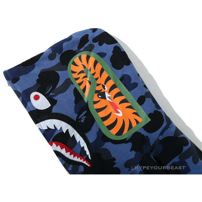 BAPE Camo Hoodie Shark Head 'NAVY BLUE'