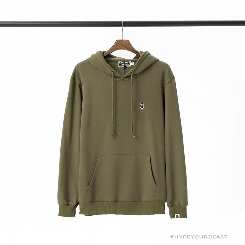 BAPE Classic Ape Head Embroidered Standard Cotton Terry Hoodie 'ARMY GREEN'
