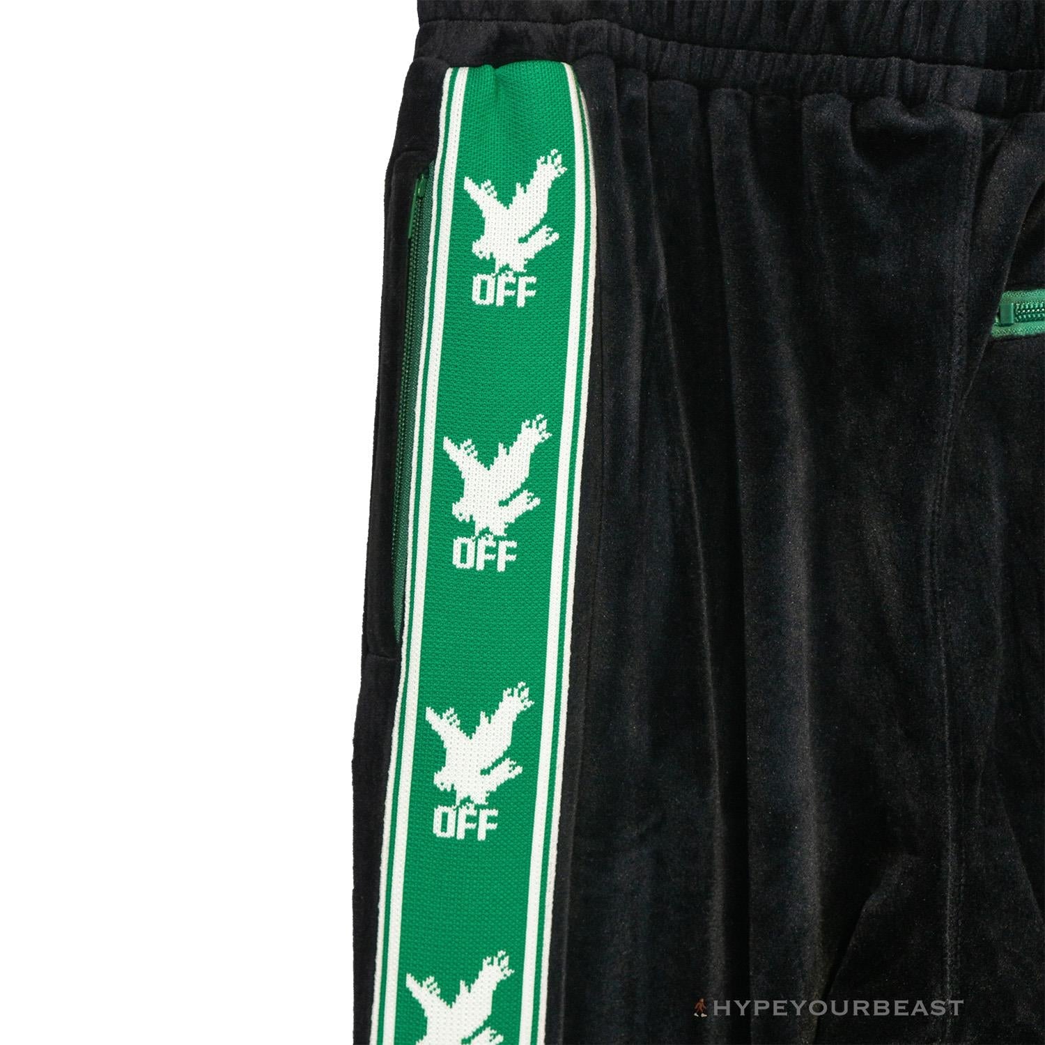 OFF-WHITE Side Webbing Casual Green Letter Pants