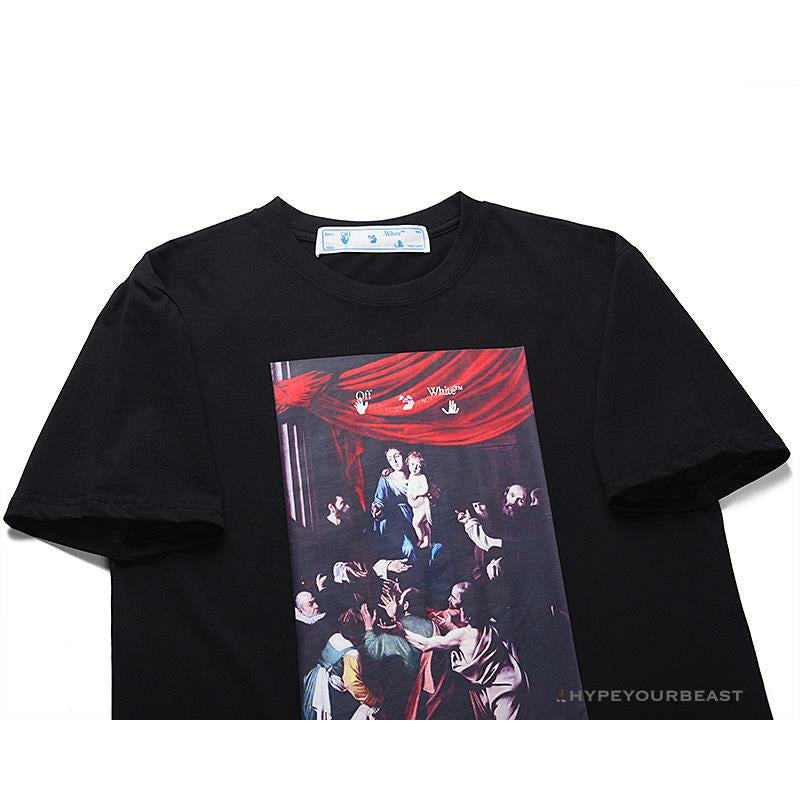 OFF-WHITE Baroque Angel Religious Painting Tee Shirt 'BLACK'