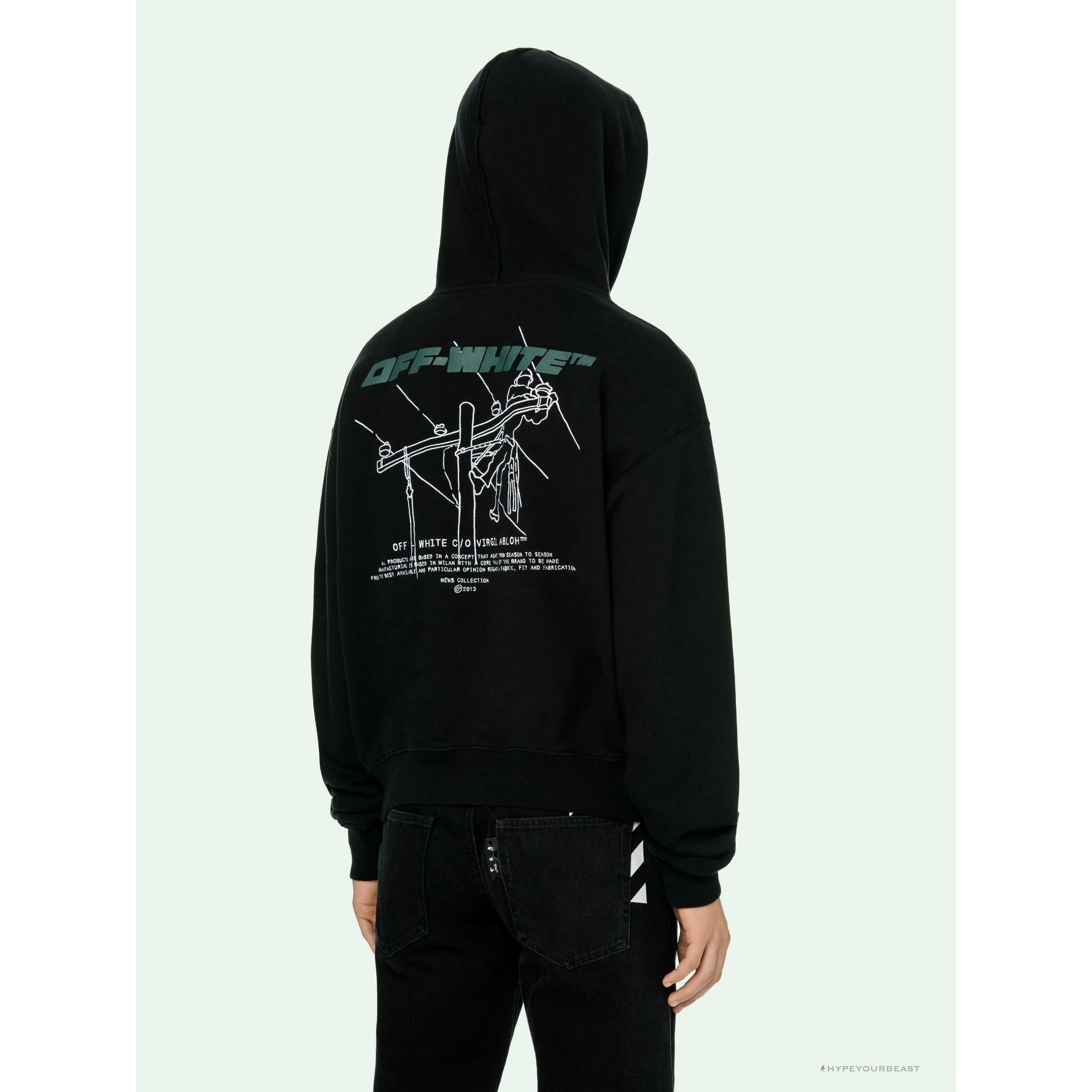 OFF-WHITE Hand-Painted Utility Pole Worker Hoodie 'BLACK'