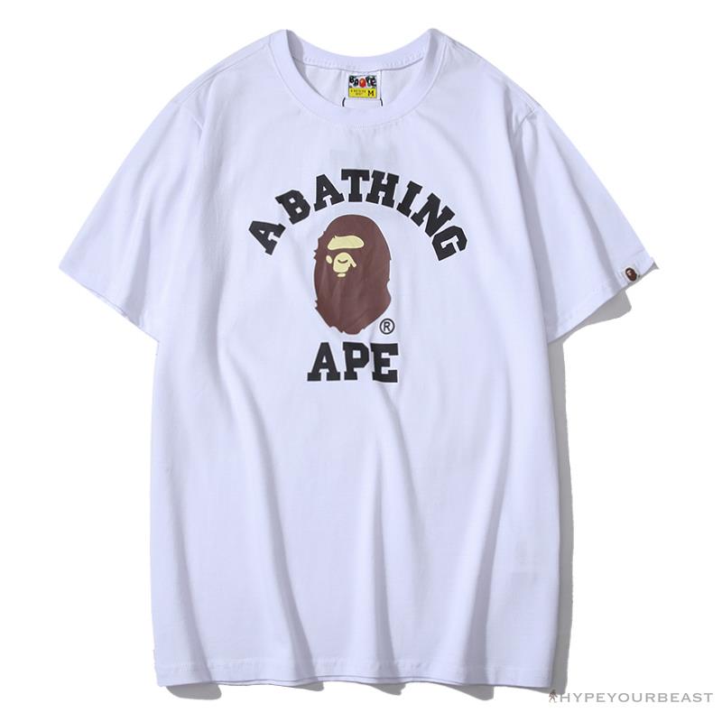 BAPE Classic Basic Ape Man Head English LOGO Tee Shirt 'WHITE'