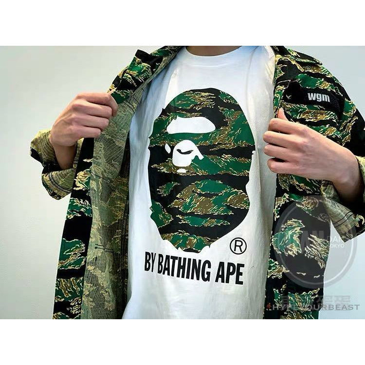 BAPE Tiger Pattern Camouflage Ape Initials Tee Shirt 'WHITE'