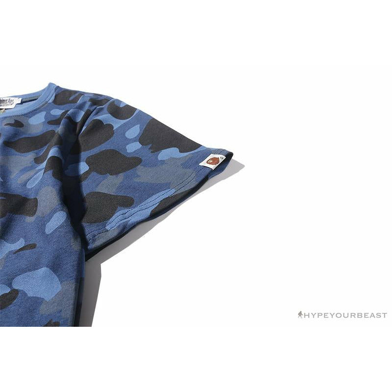 BAPE Camouflage Shark Head Classic Cotton Short Sleeve Tee Shirt 'BLUE'