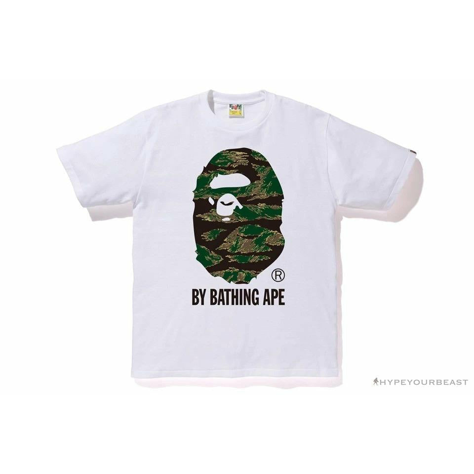 BAPE Tiger Pattern Camouflage Ape Man Initial Print Tee Shirt 'WHITE'