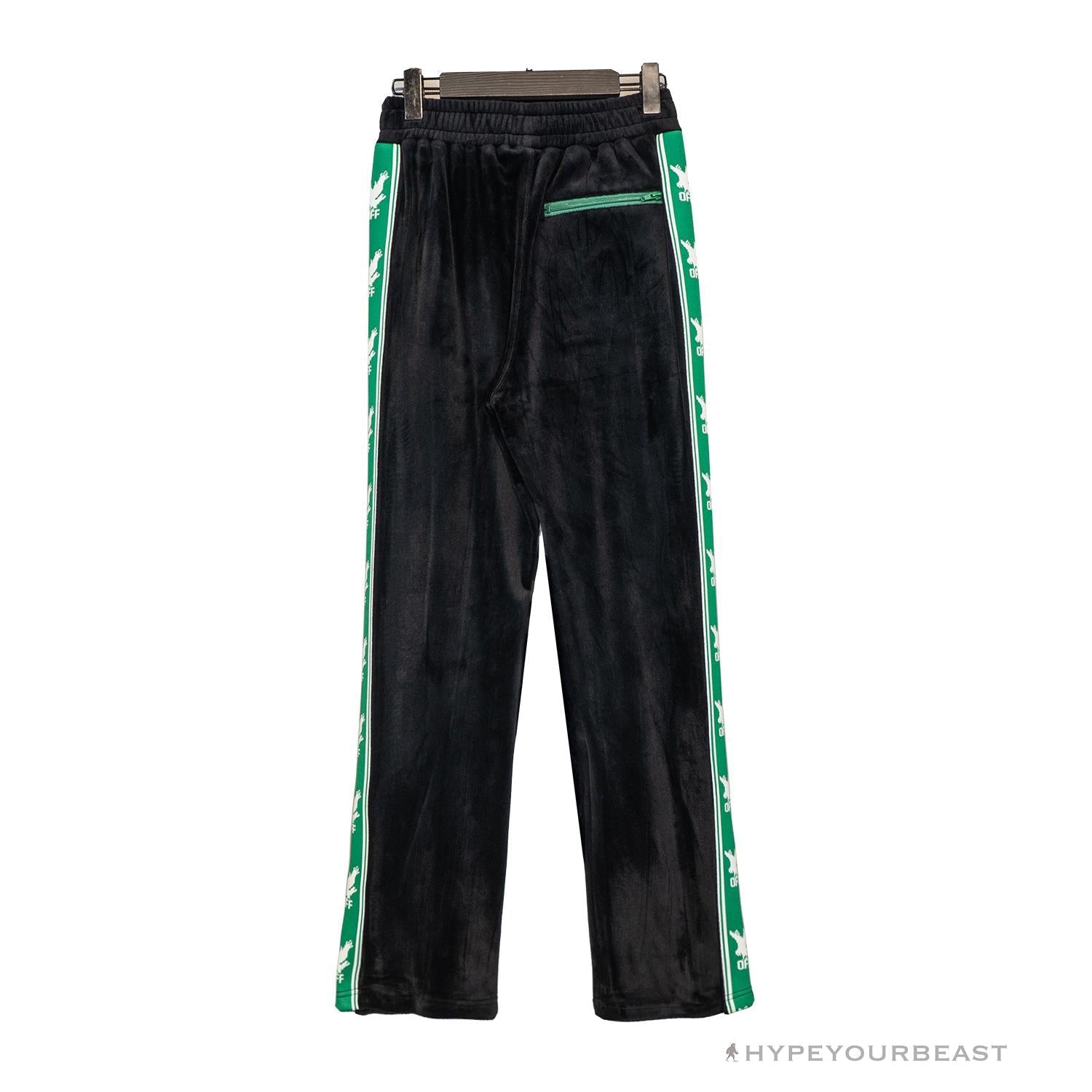 OFF-WHITE Side Webbing Casual Green Letter Pants