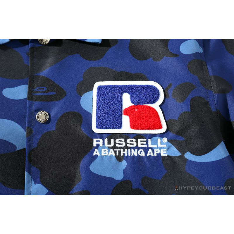 BAPE x RUSSELL ATHLETIC Drawstring Camouflage Sweater 'BLUE'