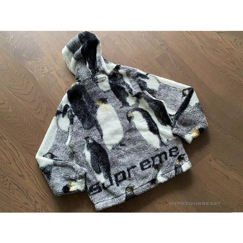 Supreme Penguins Hooded Fleece Jacket Black