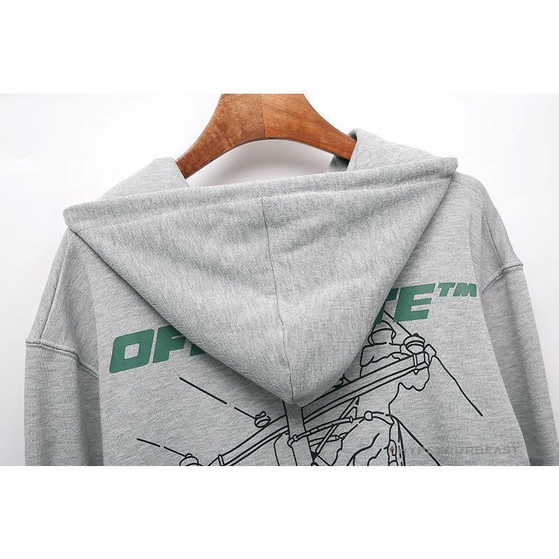 OFF-WHITE Hand-Painted Utility Pole Worker Hoodie 'GREY'