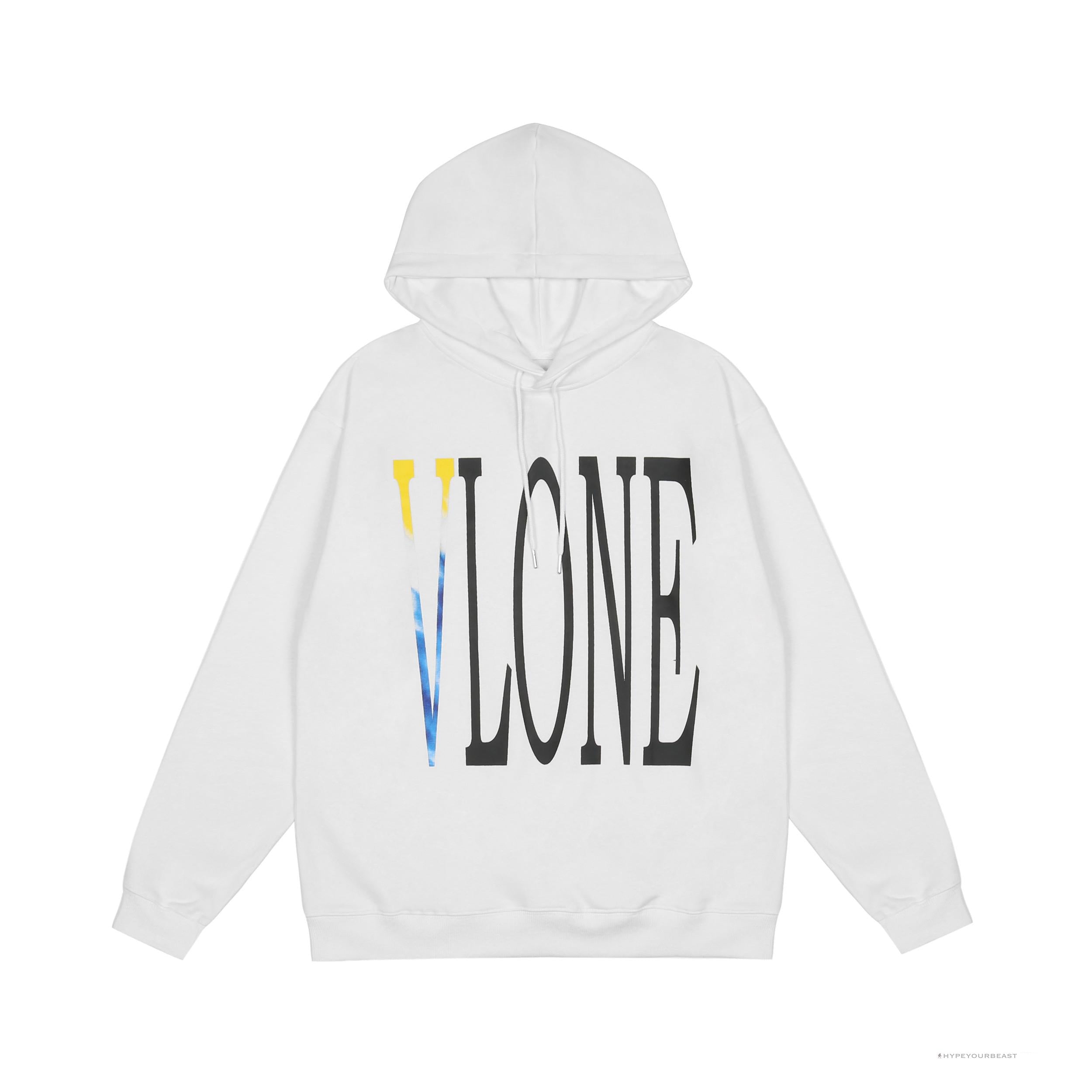 Vlone Hoodie Blue Yellow Logo (White)