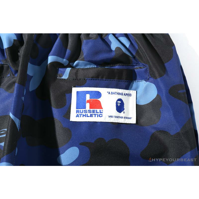 BAPE x RUSSELL ATHLETIC Drawstring Camouflage Pants 'BLUE'