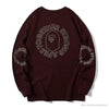 BAPE APES TOGETHER English Alphabet Ape Head Long Sleeve Shirt 'WINE RED'