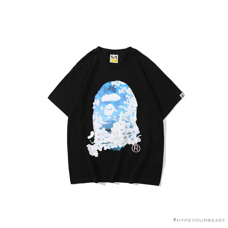 BAPE Japan Limited Edition Mt. Fuji Sakura Tee Shirt 'BLACK'