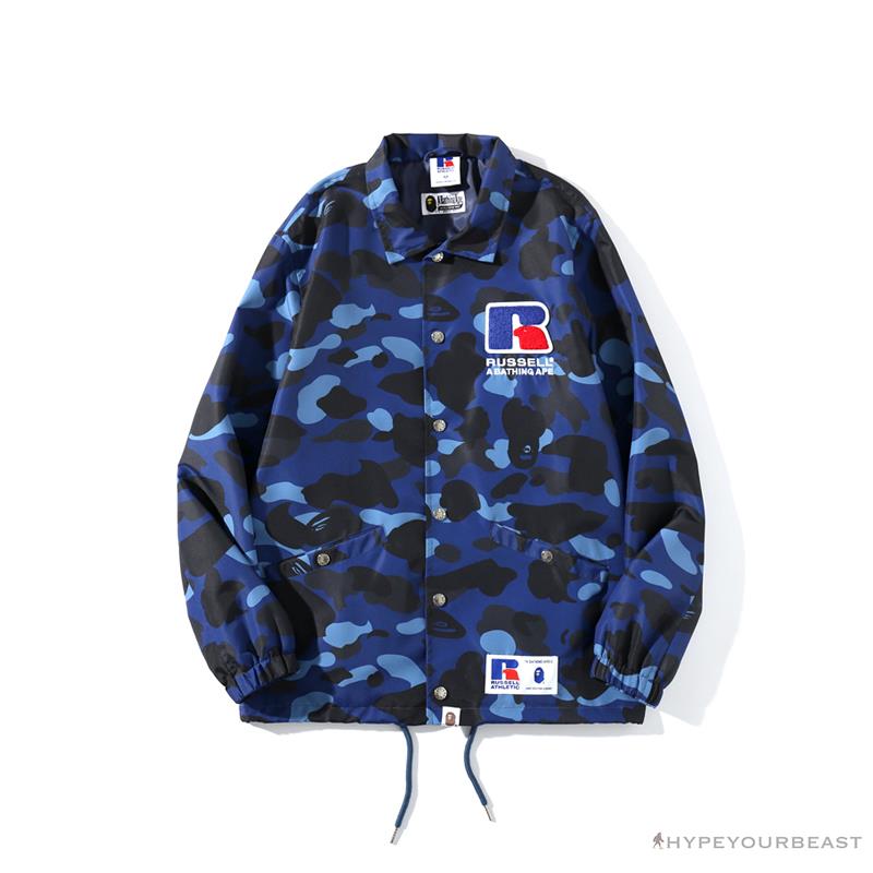 BAPE x RUSSELL ATHLETIC Drawstring Camouflage Sweater 'BLUE'