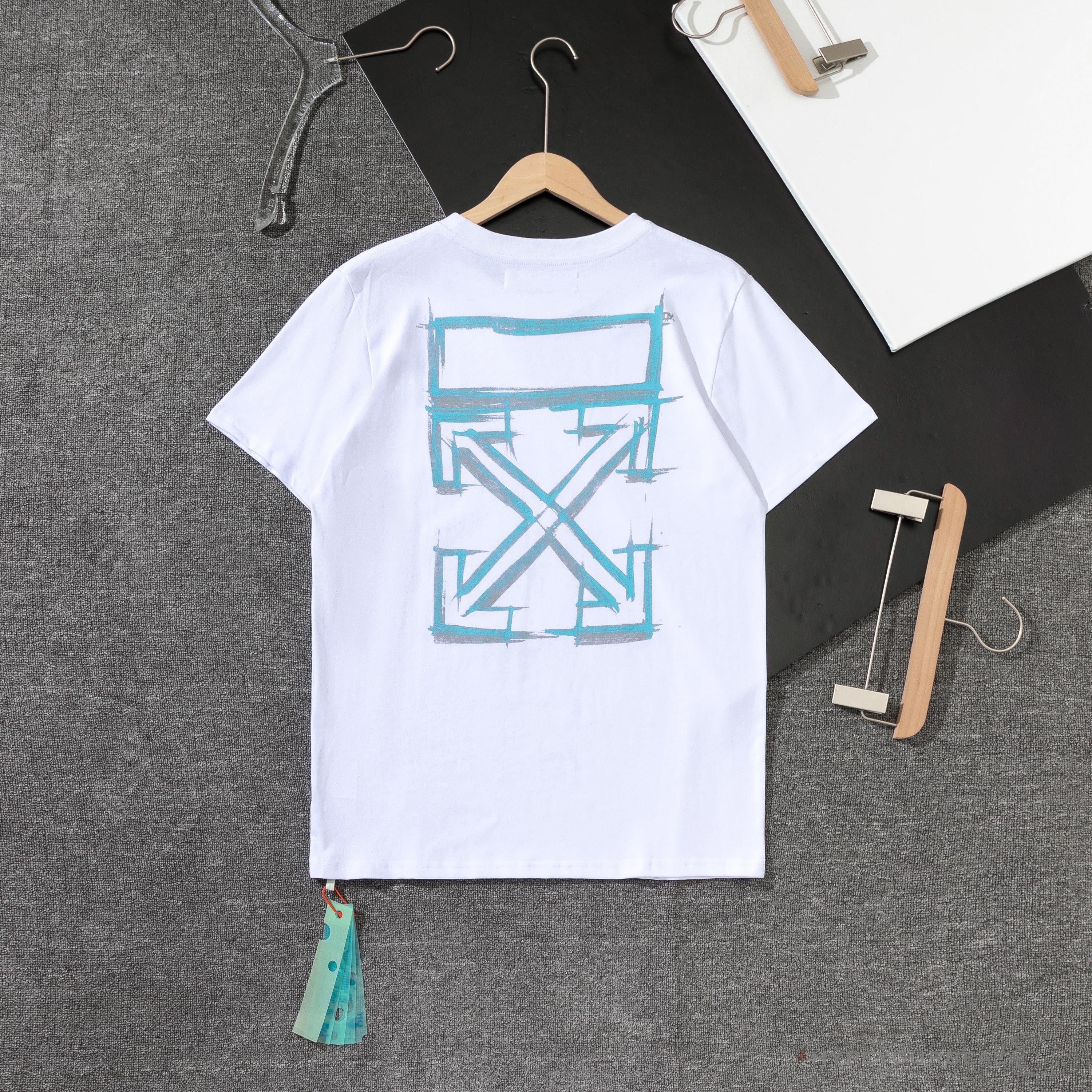 OFF-WHITE Light Blue Marker Draw Pattern Tee Shirt 'WHITE'