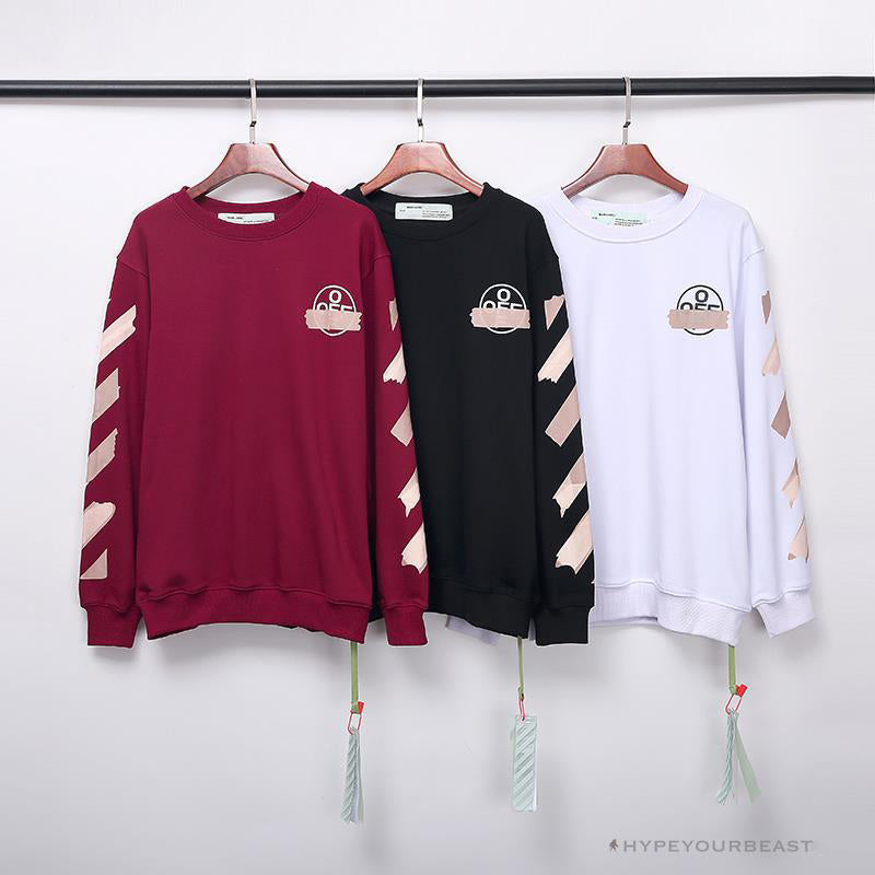 OFF-WHITE Rubber Strip Arrow Long Sleeve Shirt 'WINE RED'