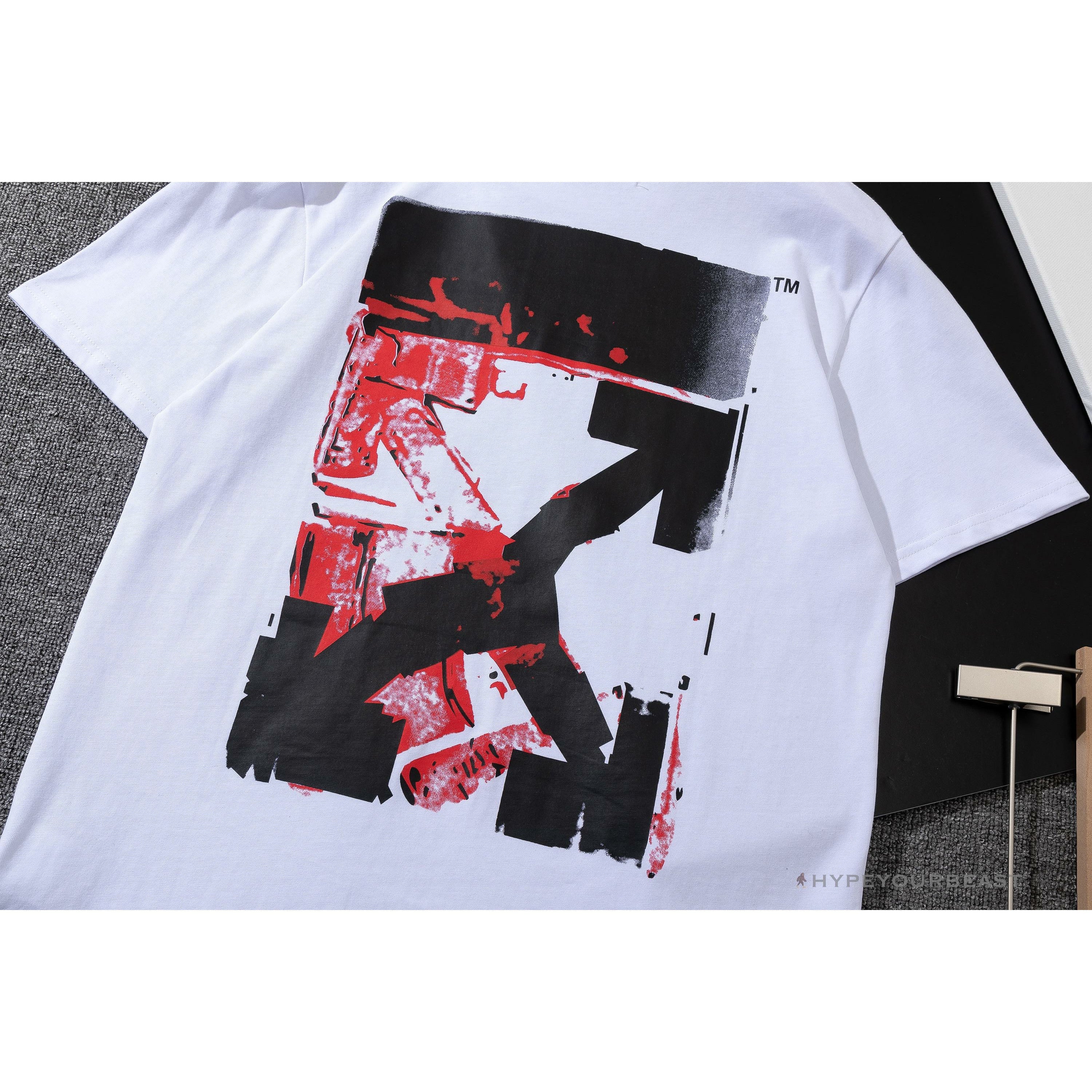 OFF-WHITE Acrylic Hand-Painted Graffiti Pattern Tee Shirt 'WHITE'