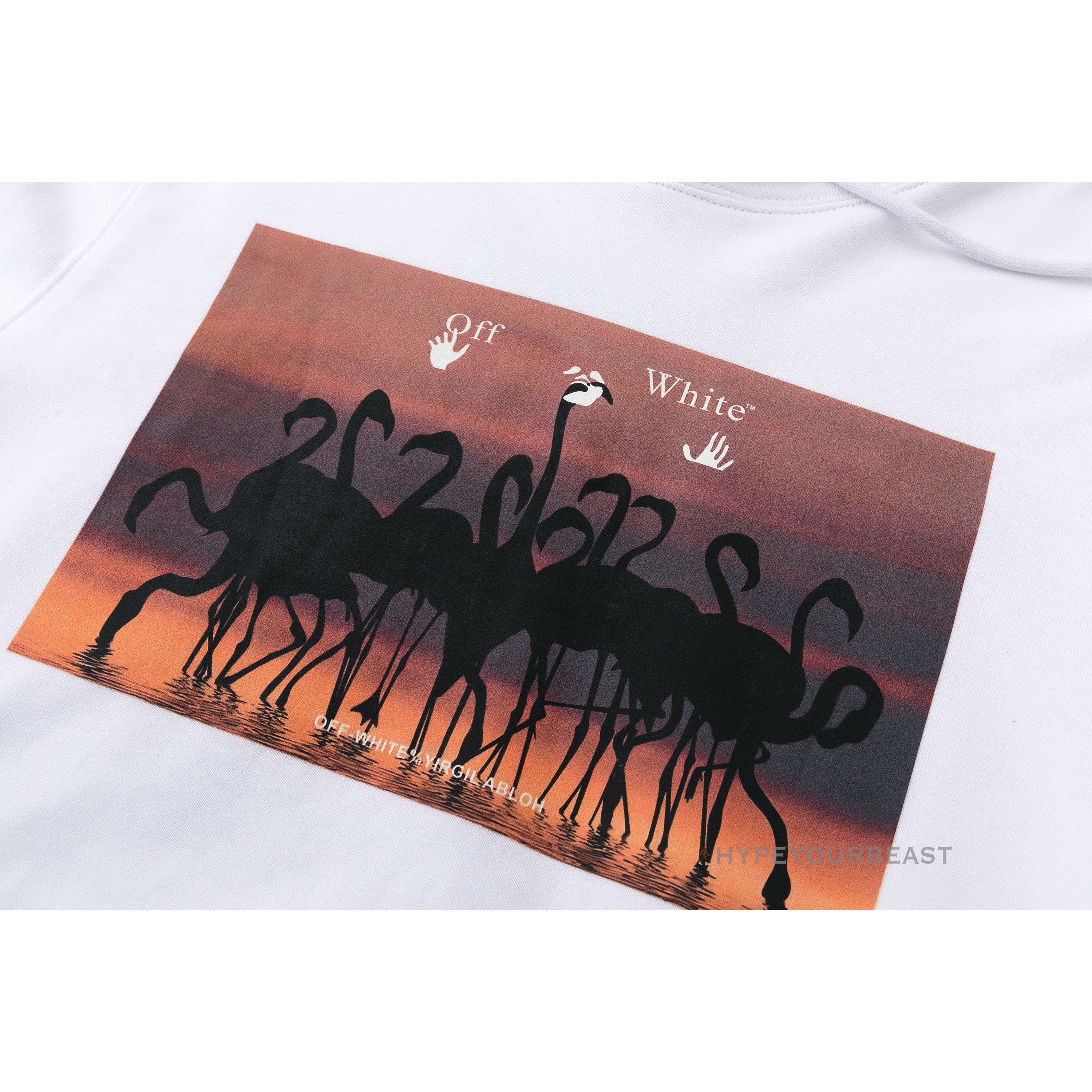 Off White Hoodie Flamingo - White