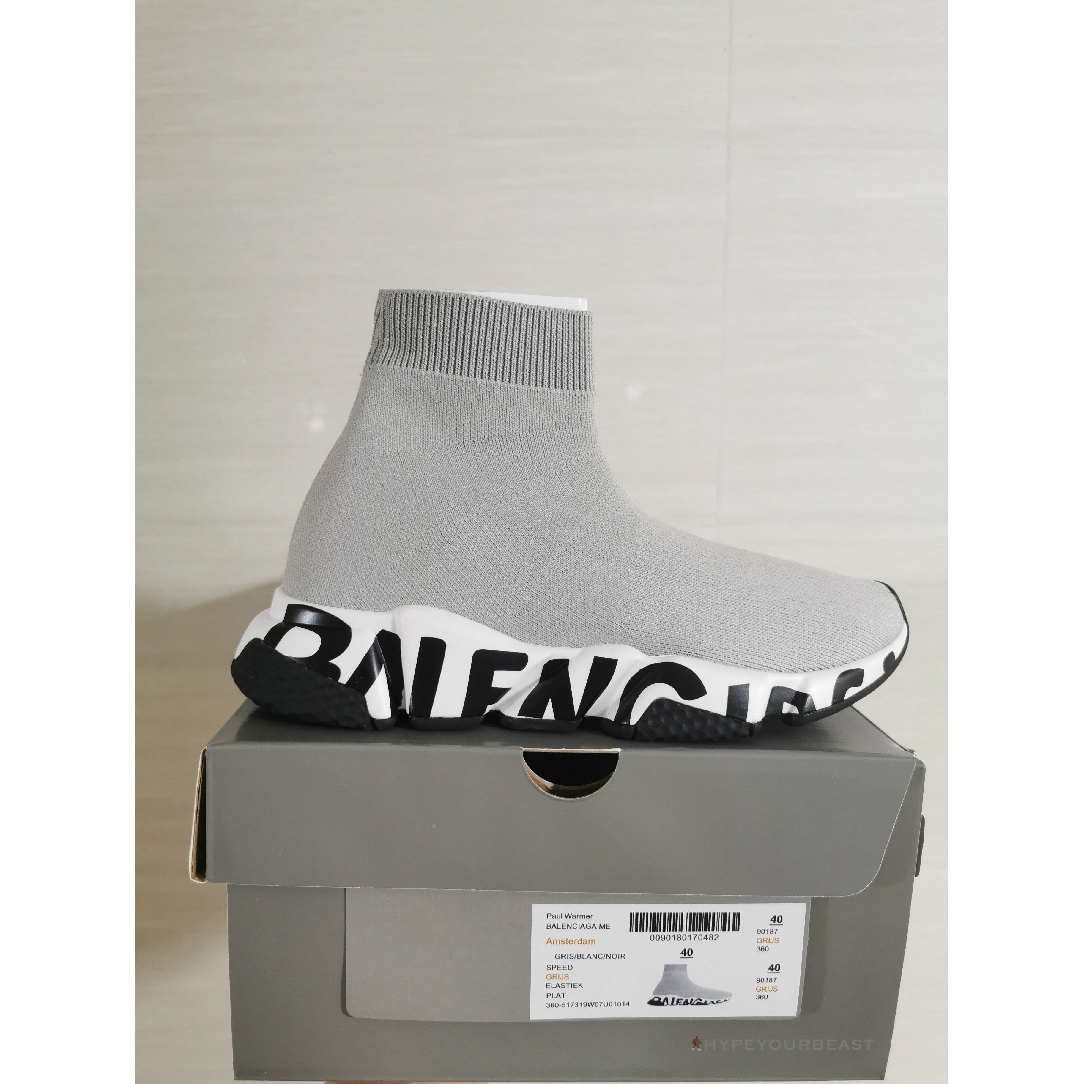 BCG Sock Sneakers Grey Graffiti Sole