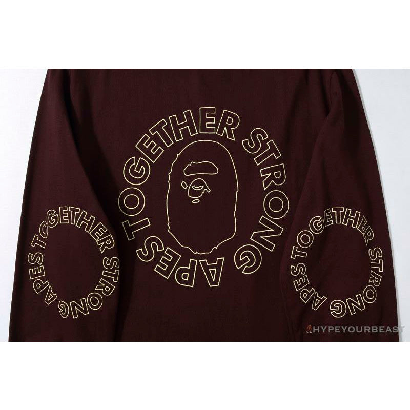 BAPE APES TOGETHER English Alphabet Ape Head Long Sleeve Shirt 'WINE RED'